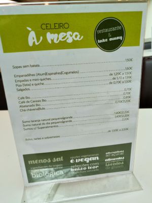 Menu outside at Celeiro - Via Catarina in Porto