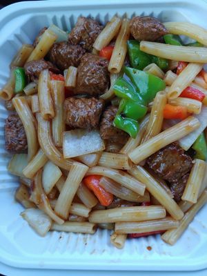 $13.50 #51 Nui Xao Bo Stir Fried Macaroni with Veggie Beef: Really good. It was recommended by the staff at Golden Bamboo in San Jose