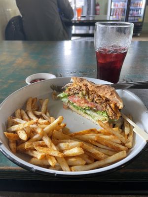 Burgeratory and fries   at Netherworld in Fortitude Valley