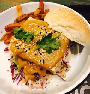 Tofu burger  at Netherworld in Fortitude Valley