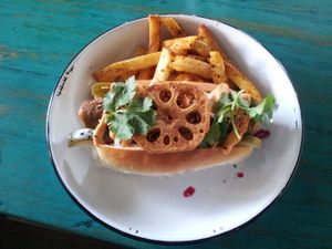 Hellhound Dog with Hellmouth Fries at Netherworld at Netherworld in Fortitude Valley