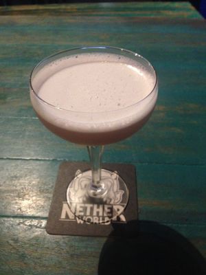 Vegan cocktail with aquafaba at Netherworld in Fortitude Valley