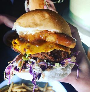 Colonel “chicken” burger  at Netherworld in Fortitude Valley