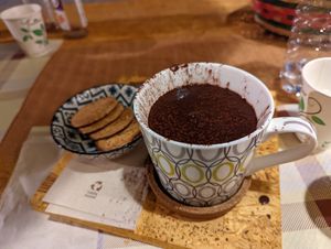 Delicious hot chocolate at JustVeggie in Siracusa