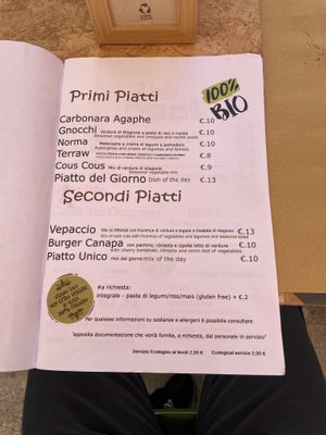 Menu 1  at JustVeggie in Siracusa