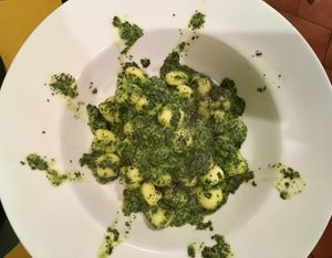 Gnocchi with spinach and chickpea at JustVeggie in Siracusa