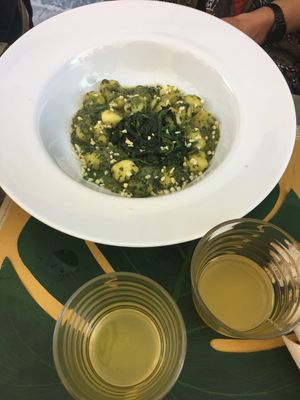 Gnocchis and tasty beverages  at JustVeggie in Siracusa