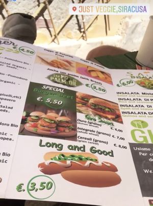 Menu vibes 🌱 at JustVeggie in Siracusa