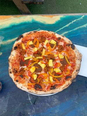 Pineapple and “meats”! So good! at Floralia in Honolulu