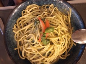 Veggie pasta pesto at Le Touquet in Oostende