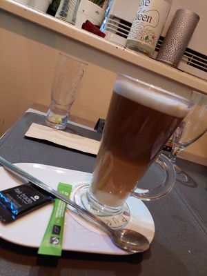 Vegan koffie verkeerd at Le Touquet in Oostende