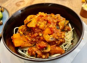 Vegan spaghetti (kinderportie) at Le Touquet in Oostende