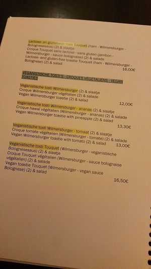 menu, Le Touquet, Ostend at Le Touquet in Oostende