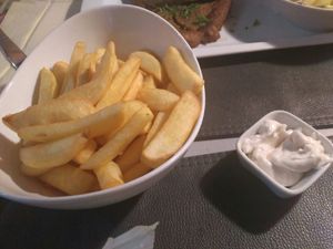 Frites and vegan mayo at Le Touquet in Oostende