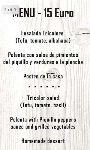 Vegan set menu at Green Bar in Malaga