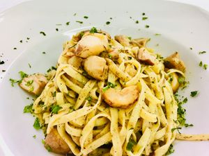 Tagliatelle with fresh black truffle and porcini mushrooms  at Green Bar in Malaga