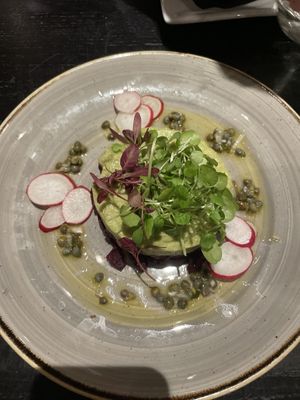Avocado and beetroot tartare  at The Gate - Marylebone in London