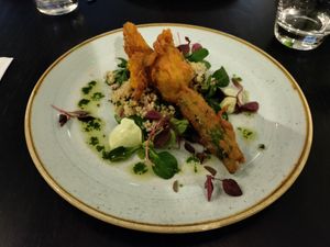 Stuffed zucchini flower at The Gate - Marylebone in London