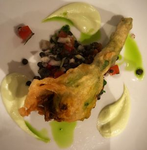 Courgette flower 💜 at The Gate - Marylebone in London