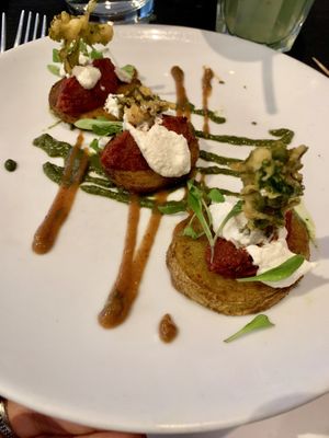 Potato chaat at The Gate - Marylebone in London