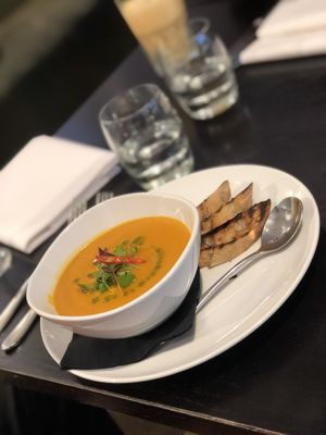 Soup of the Day (sweet potato) at The Gate - Marylebone in London