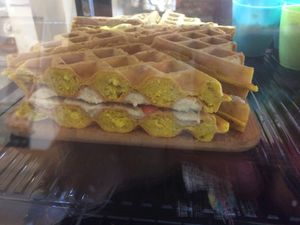 Tumeric waffle at Chic Pea Vegan Cafe in Fremantle