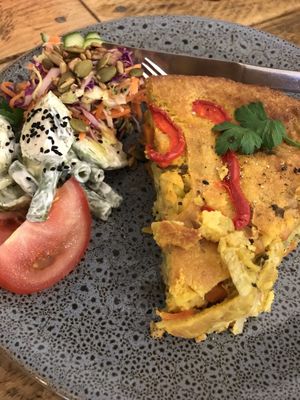 Carrot quiche and side salad at Chic Pea Vegan Cafe in Fremantle