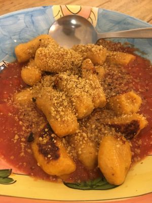 Delicious vegan pumpkin gnocchi  at Chic Pea Vegan Cafe in Fremantle
