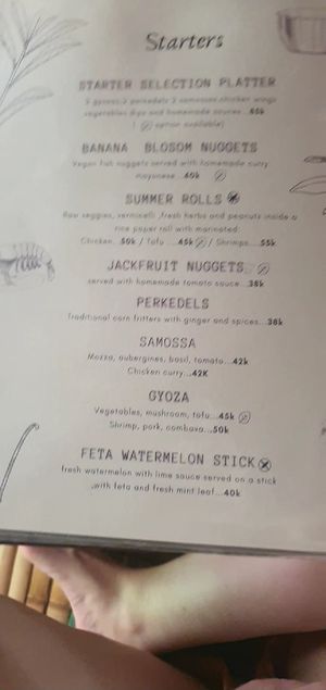 Menu at Galanga in Bunutan