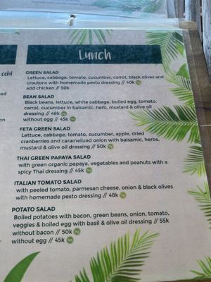 Menu at Green Leaf Cafe in Jemuluk