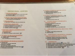 Very cool juices for health benefits  at Green Leaf Cafe in Jemuluk