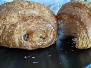 Paint au chocolat and croissant at The Fields Beneath - Kentish Town in North West London