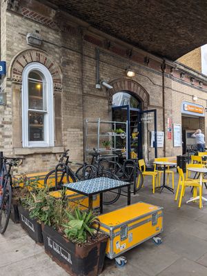 Outside the café at The Fields Beneath - Kentish Town in North West London