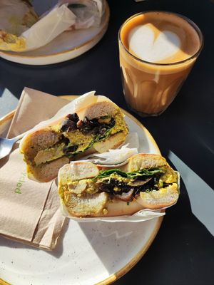 Breakfast bagel at The Fields Beneath - Kentish Town in North West London