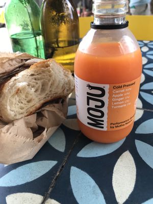 Vegan croissant and juice at The Fields Beneath - Kentish Town in North West London