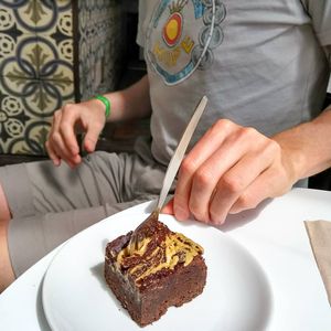 THE brownie, peanut butter brownie at The Fields Beneath - Kentish Town in North West London