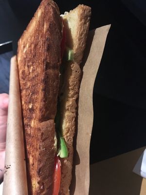 An unfortunately not particularly enlightening photo of their vegan Malibu sandwich. It was good! :) at Breaking Toast in Bologna