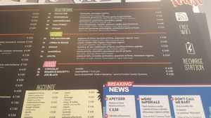 new menu at Breaking Toast in Bologna