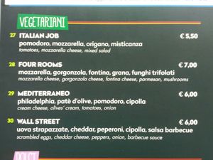 Menu at Breaking Toast in Bologna