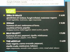 Menu at Breaking Toast in Bologna