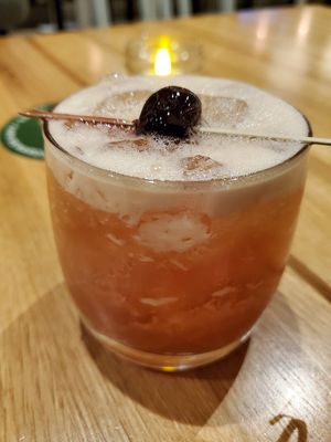 Bourbon cocktail with apple, lemon, and other stuff I'm forgetting at True Food Kitchen in Chicago