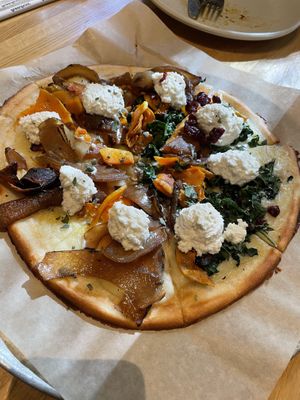 Roasted butternut squash pizza  at True Food Kitchen in Chicago
