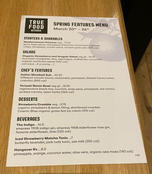 Spring Features  at True Food Kitchen in Chicago