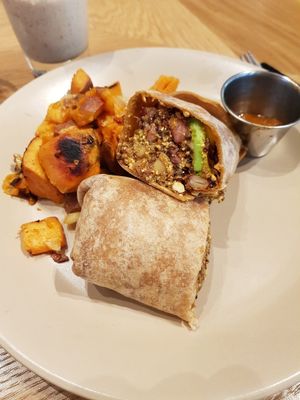 Vegan ";chorizo"; burrito (brunch menu) at True Food Kitchen in Chicago