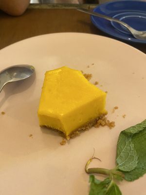 Mango cheesecake - so good that we forgot to take a photo until we were midway with it at Chillin' Cafe in Madrid