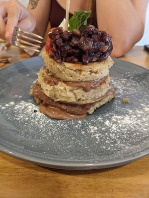 matcha pancakes at Chillin' Cafe in Madrid