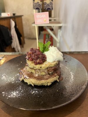 Matcha pancakes   at Chillin' Cafe in Madrid
