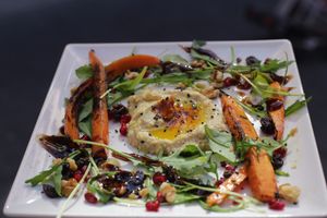 salad of hummus at Chillin' Cafe in Madrid