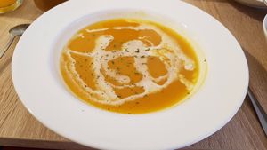 Pumpkin soup at Chillin' Cafe in Madrid