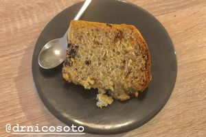 Banana and surprise chocolate cake  at Chillin' Cafe in Madrid